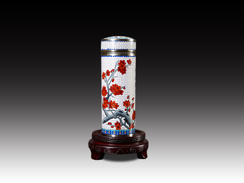 《踏雪尋梅》銀胎保溫杯